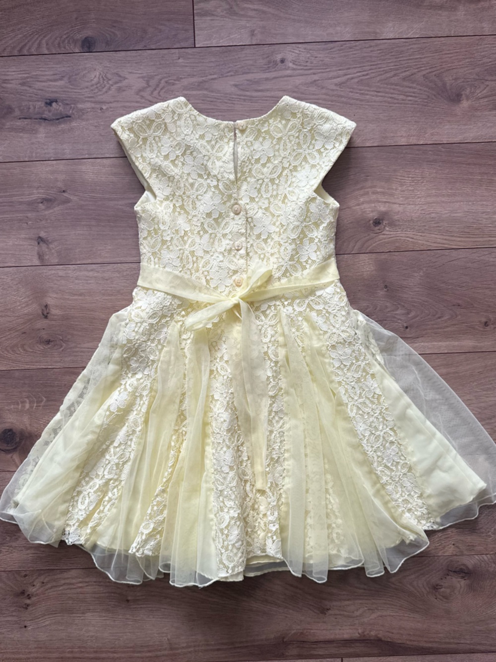 Jona Michelle Yellow Lace Tulle Dress Size 7 - Picture 5 of 6